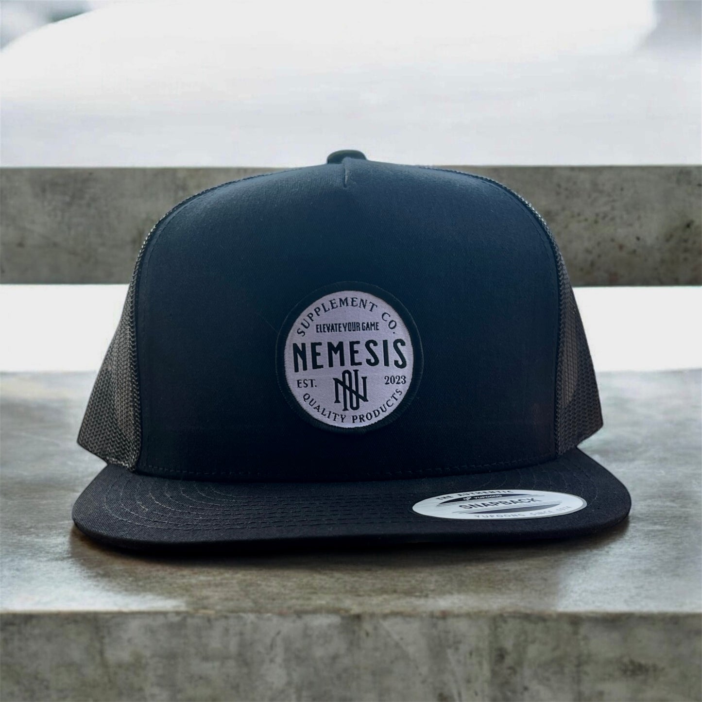 Embroidered patch snap back hat